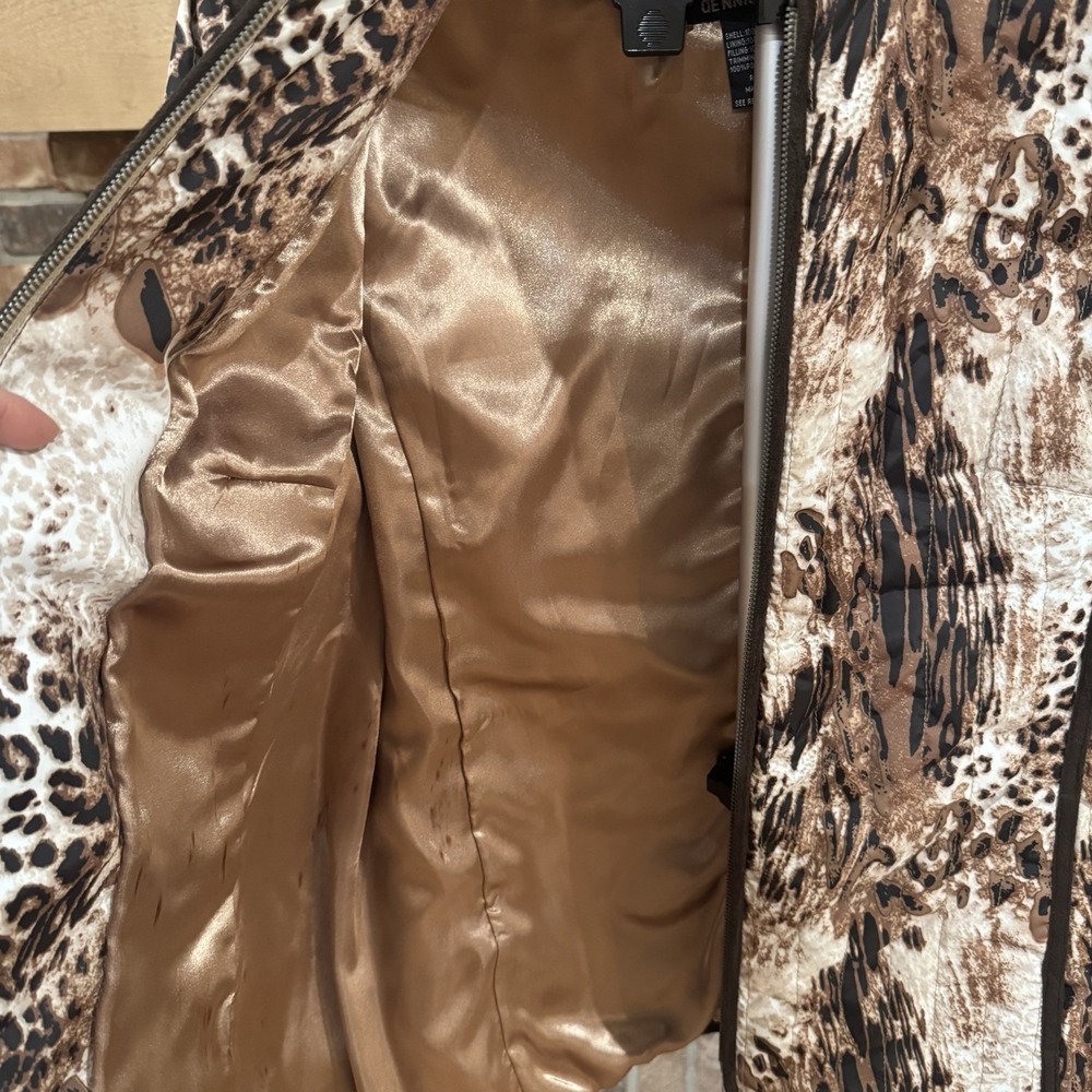Women's Leopard Animal Print Zip Jacket Quilted Safari Glam Statement Coat Med - Picture 6 of 8